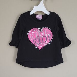 "Ride Pony Ride" black/pink top with heart and pony design